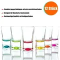 BigDean Schnapsglas 2cl in Geschenkbox – hochwertige Shotgläser lebensmittelecht, 12-tlg., Glas, Robustes Glas, Langlebige Qualität, Elegante Form, Vielseitig. bunt 25 ml