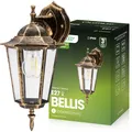 LUMILED Laterne Außenwandleuchte Vintage Außenleuchte 230V Wandlampe Wandleuchte Aluminium Glas Patina IP44 E27 Fassung abwärts Aussen
