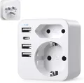 USA Adapter Stecker,Reiseadapter USA mit 3USB 1USB C (3.4A), Adapter USA