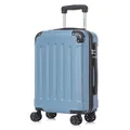 Koffer Trolley Reisekoffer Suitcase, Rollkoffer Handgepäck ,mit 4 Rollen360°, Hartschalenreisekoffer, Zahlenschloss, Weicher Gummigriff(M,Grau Blau)