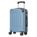 YONSLY Koffer Suitcase M Grau Blau, Trolley Reisekoffer, Rollkoffer Handgepäck, Kabinenkoffer mit 4 Rollen 360°, Hartschalenreisekoffer, Zahlenschloss, Weicher Gummigriff