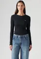 Langarmshirt "ESSENTIAL HM LS TEE", mit Logo Stickerei, Gr. S (36), CAVIAR
