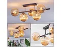 hofstein Deckenleuchte Deckenlampe aus Metall/Riffelglas in Schwarz/Bernsteinfarben, Deckenleuchte im Retro/Vintage-Design (Schirme Ø 15 cm), 5 x G9