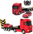 COIL Ferngesteuerte Trucks, Ferngesteuerter Lastwagen mit Fernsteuerung, ferngesteuertes Auto, Mercedes-Benz Actros mit Anhänger, Frequenz: 2.4GHz, Maßstab 1:24, für Kinder ab 3 Jahren, Rot