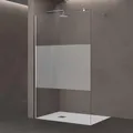 doporro Luxus Duschwand für Dusche Duschabtrennung 120x200cm Walk-In Dusche 8mm ESG-Sicherheitsglas Milchglas-Streifen inkl. Nanobeschichtung Bremen01MS