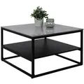 Hela Tische, Quadratische Couchtisch Hugo, Platten in Sintered Stone grau Marmoroptik, Metallrahmen-Gestell, Maß 70x70x45cm - Grau