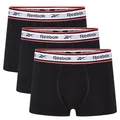Reebok, Boxershorts, Herren, in Schwarz, atmungsaktive, kurz geschnittene Boxershorts, mit elastischem Bund mit Logo – 3er-Packung
