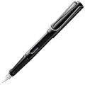 Lamy safari black Füller - Füllhalter mit ergonomischem Griff & polierter Stahlfeder in Strichbreite B – robuster ASA-Kunststoff - inkl. Tintenpatrone T 10 blau - Rechtshänder