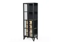 baario Vitrine Vitrine BARBAR schmal schwarz Glasvitrine Eisen & Mangoholz Industrial