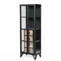 Vitrine schmal Eisen Glas schwarz BARBAR Glasvitrine Mangoholz Industrial Style