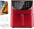 Cosori Premium 5,5-Liter Heißluftfritteuse mit Spießgestell, Rot