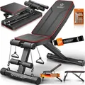 Kesser® Klappbare Hantelbank Multifunktionale Trainingsbank Mit Rückenlehne 500kg Belastbarkeit  Schwarz / Rot