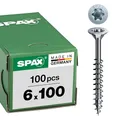 SPAX Universalschraube, 6 x 100 mm, 100 Stück, Teilgewinde, Senkkopf, T-STAR plus T30, 4CUT, WIROX - 0191010601005