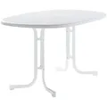 Sieger Gartenklapptisch, Weiß, Metall, oval, Rundrohr, Sternfuß, 90x72x140 cm, klappbar, platzsparend, Freizeit, Campingzubehör, Campingtische
