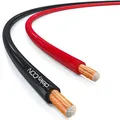 deleyCON 25m Lautsprecherkabel 2x 2,5mm² Boxenkabel CCA Kupferüberzogenes Aluminium 2x50x0,25mm Litze Polaritätskennzeichnung - Rot/schwarz
