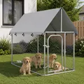 Hundezwinger Hundehaus Welpenauslauf mit Dach Verzinkt 200x100x150 cm