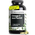 natural elements Omega 3 – 365 Kapseln – 2000mg Fischöl pro Tagesdosis – mit EPA und DHA in Triglycerid-Form – Laborgeprüft, aufwendig aufgereinigt und aus nachhaltigem Fischfang