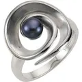 Zeeme Pearls Ring Silber 925 rhodiniert mit schwarzer Perle