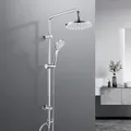 JOHO Regendusche Duschsystem ohne Duscharmatur, Edelstahl Duschset mit ABS Regenduschkopf Rund D20cm Chrom