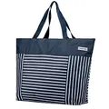 anndora XXL Shopper navy blau weiß - Strandtasche 40 Liter Schultertasche Einkaufstasche