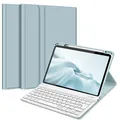 FINTIE Hülle mit Tastatur für iPad Air 11 Zoll M4/M3/M2 (2026/2025/2024), iPad Air 5./4. Gen 10,9 Zoll, TPU Rückschale Schutzhülle mit Stifthalter, magnetisch Abnehmbarer QWERTZ Keyboard, Eisblau
