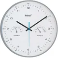 Wanduhr, Grau, Kunststoff, Thermo-Hygrometer, Dekoration, Uhren, Wanduhren