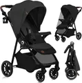 Lionelo Emma One Buggy bis zu 22 kg Schwenkbare 360 Räder Einhändig klappbar Verstellbare Rückenlehne und Fußstütze XXL-Verdeck UPF50+ Grau