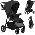 LIONELO EMMA ONE Buggy bis zu 22 kg von 6 m bis 4 Jahre Schwenkbare 360 Räder° Vollfederung Einhändig klappbar Verstellbare Rückenlehne und Fußstütze XXL-Verdeck UPF50+