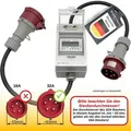 B+G E-Tech CEE 32A 400V Zwischenzählerbox Stecker 63mm Ø (Drehstromzähler FLDS100DR) mobil 100A digital