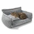noviclass® Katzensofa Chaffar | Katzenbett Hundebett Hundesofa | Orthopädische Matratze | Moderner Stil | Cord-Design Größen (Lichtgrau, M (80cm))