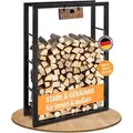 BLACK OAK Kaminholzregal JACK 150×100×25cm – Stahl schwarz für innen & außen - Schwarz