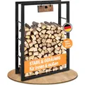 BLACK OAK Kaminholzregal JACK 150x100x25cm schwarz - für innen & außen bis 800kg Holz - Metall Stahl Rahmen pulverbeschichtet rostfrei Brennholzregal Holzregal Kaminholz Aufbewahrung für Brennholz