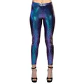 Leggings Meerjungfrau L/XL glänzende Stretchhose mit Schuppenmuster für Kostüm