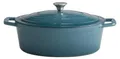 APS 88316 Bräter mit Deckel 5 STARS, Gusseisen, induktionsgeeignet, ofenfest, inkl. Deckelhalter, 33 x 25 cm, 5 Liter, türkis