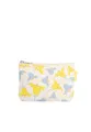 Kleine Kosmetiktasche aus Bio-Baumwolle – Kulturbeutel & Kosmetikbeutel, Make-Up Etui & Federtasche für Damen, Herren & Kinder, kompakt, vegan, mit Muster (Greige/Bellflower Print)