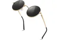 LuxusKollektion Retrosonnenbrille Sonnenbrille Herren polarisiert rund UV Schutz Cat3 CE 1 Gold Grau