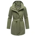 Marikoo Kurzmantel Katalinaa Eleganter Wickel Mantel mit Taillengürtel und Oversized Hood Kapuze S (36)