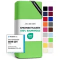 Jacobson Spannbettlaken BOXSPRING & ÜBERLÄNGE aus 100% Baumwolle, für hohe & lange Matratzen, Jersey Bettlaken 160 g/m2, OEKO-TEX® grün 180 - 200 cm x 220 cm