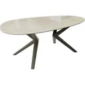 DELIFE Esstisch Edge, Oval Keramik Iris FMG Onice Oro 220x120 Zenthara kantig Metall Effektf goldfarben 220 cm x 76 cm x 120 cm