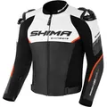 SHIMA Bandit 2.0 perforierte Motorrad Lederjacke, schwarz-weiss-rot, Größe 56 für Männer