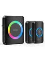 TECKNET Funkklingel, IP65 Funk klingel Set Aussen Wasserdicht, Kabellose Türklingel 600M Reichweite, Haustür Klingel kit mit 1 Plug-In-Empfänger und 2 Sender, 60 Melodien doorbell Mit RGB Blitz