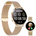 XCOAST Smartwatch Damen Mit Telefonfunktion, AMOLED Fitnessuhr Mit Schlafmonitor Kompatibel Android iOS,SchrittzäHler Kalorien IP68 Wasserdicht Smart Watch 100+Sport Modi Roségold