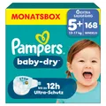 Pampers Baby Dry Gr. 5+ Junior Plus 12-17kg Windeln, 168 Stück, Monatsbox