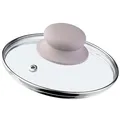 KADAX Glasdeckel mit Griff aus Silikon, Deckel mit Dampfloch, 14 cm, beige