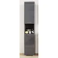 Badschrank ALTENA-19 in Grau Hochglanz, B/H/T: ca. 37/190/31 cm