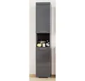 Lomadox Hochschrank ALTENA-19 Badschrank in Grau Hochglanz, 37x190x31 cm