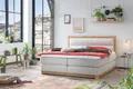 Belanoti Age Boxspringbett 180x200 Eiche 7-Zonen Taschenfederkern Matratze inkl Visco Topper Bett 180x200 in der Farbe Beige H2/H3 Polsterbett Hotelbett mit Massivholz Eiche Massivholzbett