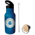 kikadu Trinkflasche, Schulkind Petrol, doppelwandige, Edelstahl, 350 ml blau