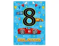 JUNAPACK Einladungskarten Auto zum 8. Kindergeburtstag Jungen Einladungen Rennauto, Einladungskarten mit einem Auto Motiv zum 8. Geburtstag