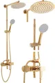 Rea Duschsystem ALDI Gold Duschset Duscharmatur mit Duschkopf und Kopfbrause aus Messing Duschgarnitur für Badezimmer (Gold)